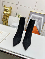 BALMAIN 26S BOOTS 95 MM IN BLACK DENIM