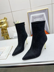 BALMAIN 26S BOOTS 95 MM IN BLACK DENIM