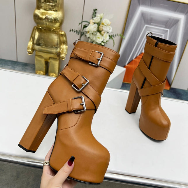 SL ANKLE BUCKLE BOOT PLATFORM SIENNA CALFSKIN