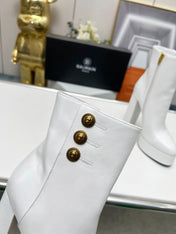 BALMAIN 26S BOOTS 135 MM IN WHITE CALFSKIN