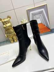 BALMAIN 26S HIGH-HEEL BOOTS 95 MM IN BLACK LAMBSKIN