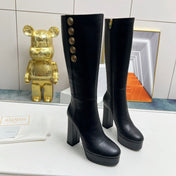 BALMAIN 26S HIGH BOOTS 115 MM IN BLACK CALFSKIN