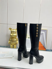 BALMAIN 26S HIGH BOOTS 115 MM IN BLACK CALFSKIN