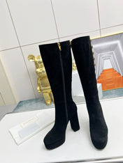 BALMAIN 26S HIGH BOOTS 115 MM IN BLACK SUEDE