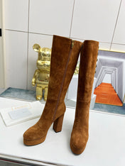 BALMAIN 26S HIGH BOOTS 115 MM IN BROWN SUEDE