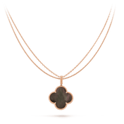 CLOVER GOLD DARK MOP BIG CLOVER NECKLACE