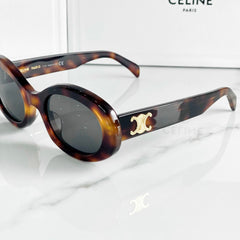 Celine Triomphe Oval Sunglasses Brown