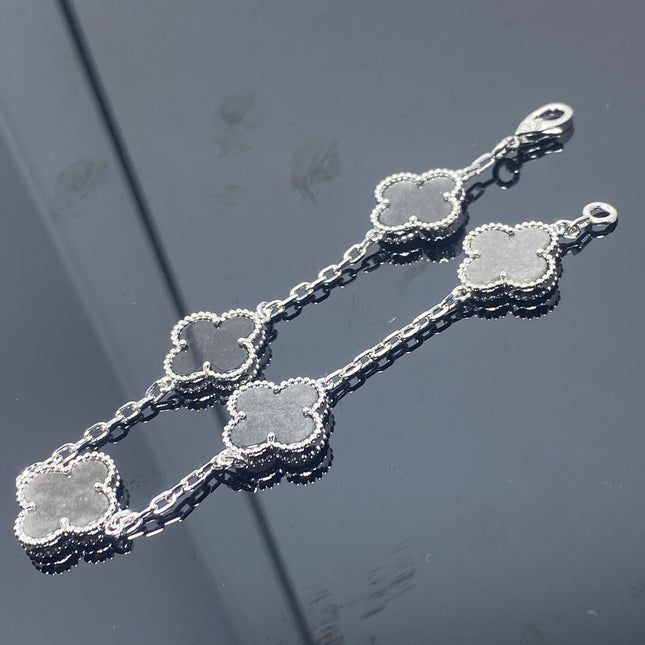 CLOVER BRACELET 5 MOTIF DARK SILVER