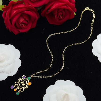 ANAGRAM MULTICOLOR GOLD PENDANT NECKLACE