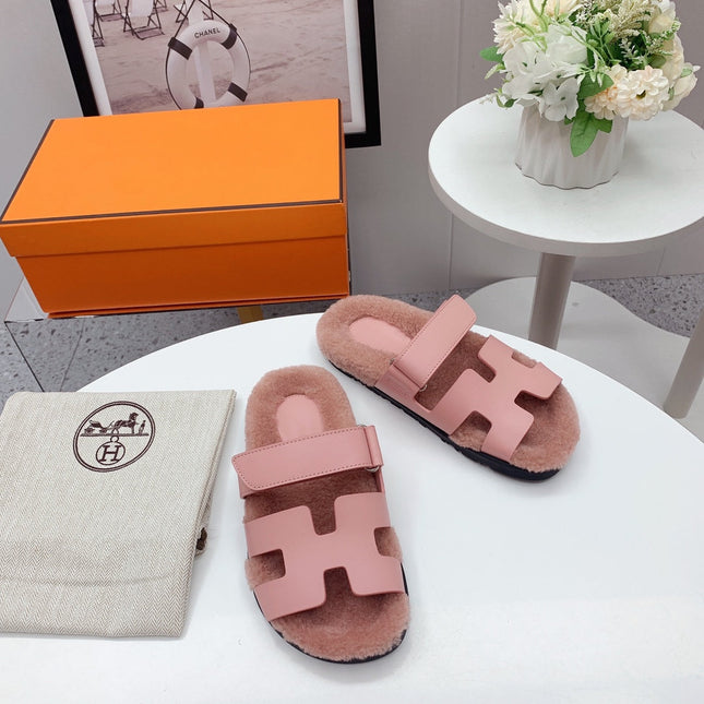 Chypre Sandal Pink shearling insole Pink goatskin lining