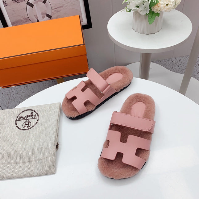 Chypre Sandal Pink shearling insole Pink goatskin lining