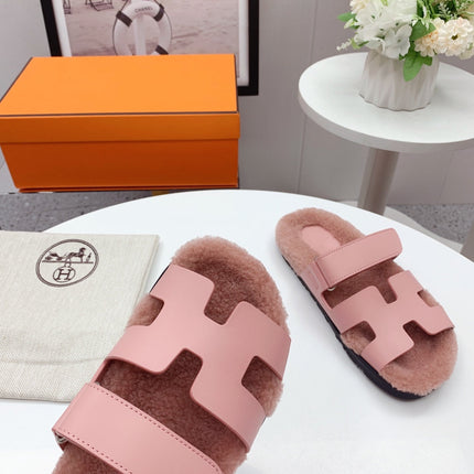 Chypre Sandal Pink shearling insole Pink goatskin lining