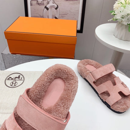 Chypre Sandal Pink shearling insole Pink Velvet leather lining