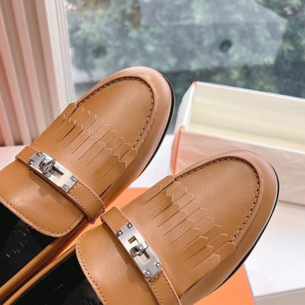 Destin Loafer Brown Goatskin with Fringe Detail