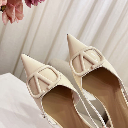 Vlogo Signature Slingback Light Ivory Calfskin