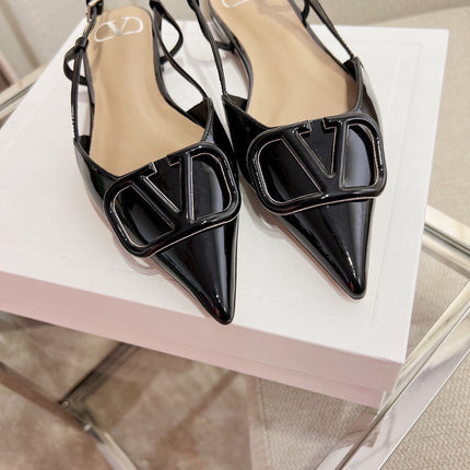 Vlogo Signature Slingback Black Calfskin