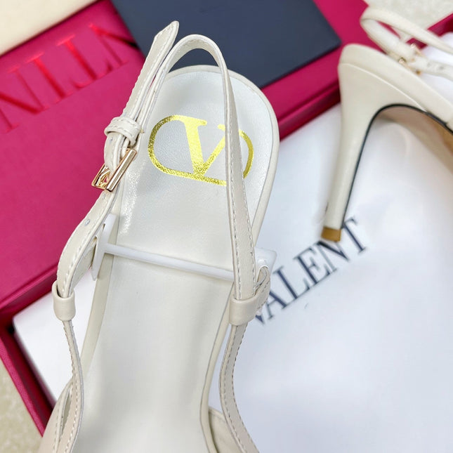 Vlogo Signature Diamond Slingback White Calfskin