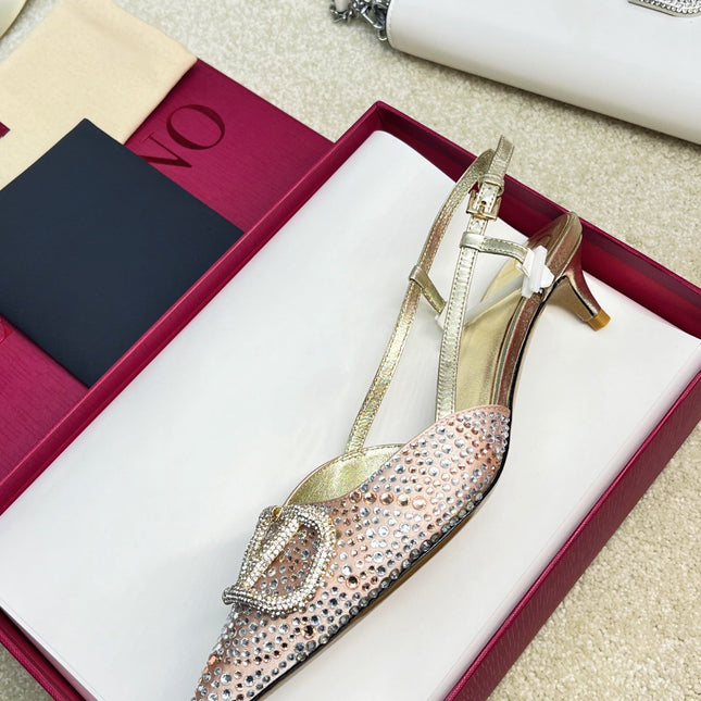 Vlogo Signature Slingback Light Pink Calfskin With Crystals