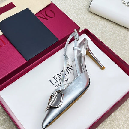 Vlogo Signature Slingback Silver Calfskin