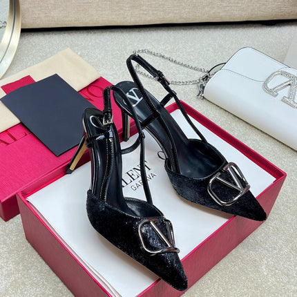 Vlogo Signature Slingback Rough Black Calfskin