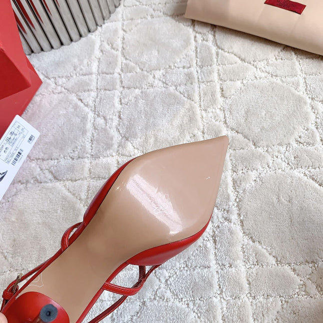 2 Rockstud Slingback 90mm Matte Red