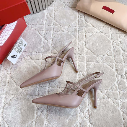 2 Rockstud Slingback 90mm Matte Rose Cannelle