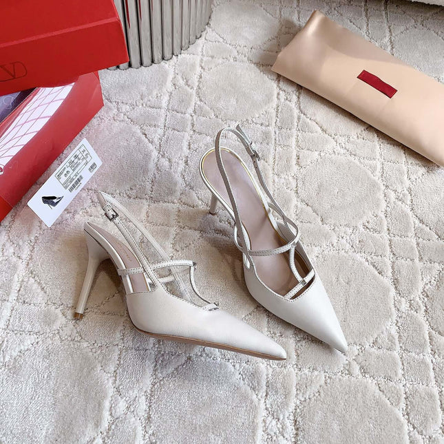 2 Rockstud Slingback 90mm Matte White