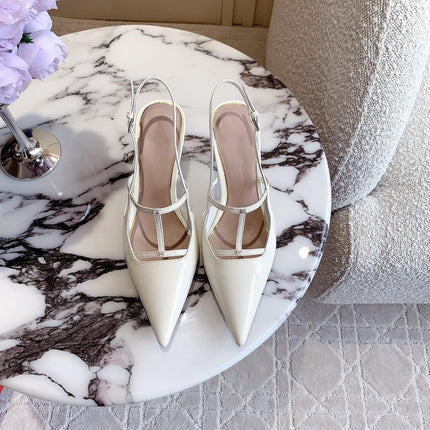 2 Rockstud Slingback 65mm Shiny White