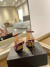 HIGH SANDAL 10 CM IN SANGRIA RED CALFSKIN