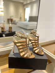 HIGH SANDAL 10 CM IN CIDER BROWN CALFSKIN