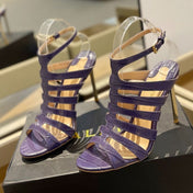 HIGH SANDAL 10 CM IN INDIGO PURPLE CALFSKIN