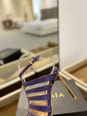 HIGH SANDAL 10 CM IN INDIGO PURPLE CALFSKIN