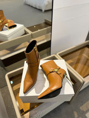 BALMAIN 26S STILETTO HEEL BOOTS 95 MM IN BROWN CALFSKIN